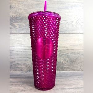 NEW Starbucks Pink Bling Berry Blast 2022 Cold Cup Studded Venti Tumbler 24oz